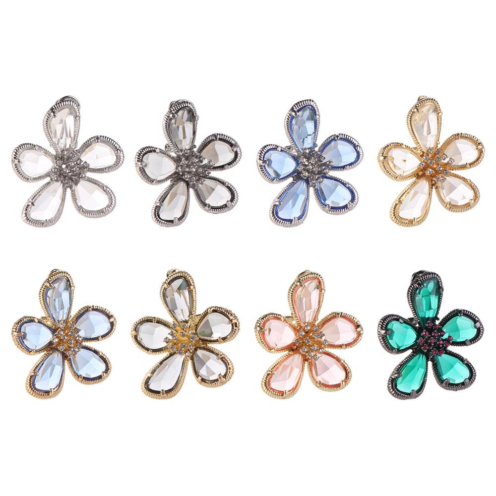 Luxury Crystal Flower Stud Earrings Gorgeous Rhinestone Earrings  Jewelry Gift