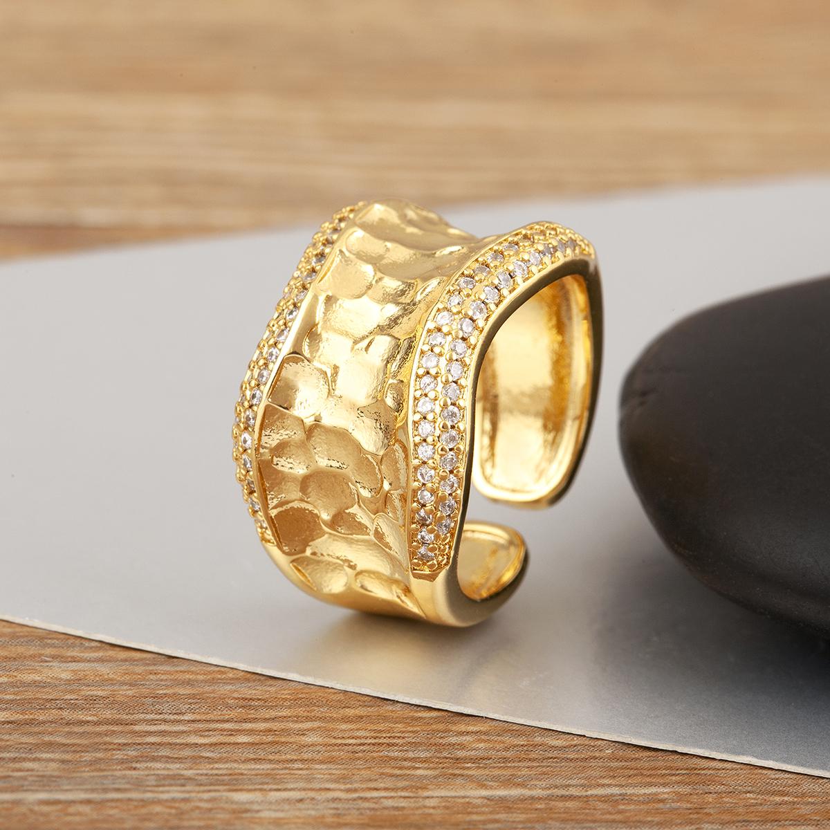 

Nidin New Arrival Punk Style Copper Inlaid Zircon Open Rings For Women Men 3 Styles Unique Adjustable Finger Jewelry Party Gifts resizable