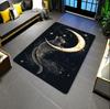 Vintage Black Cat On Moon Area Rug Celestial Starry Sky Print NonSlip Washable Floor Mat for Living Room Bedroom Cat Lover Decor