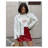 Qooth Red PU Leather Bodycon Mini Skirt Sexy High Waist Faux Leather Skirt Bold & Fashionable QT2820