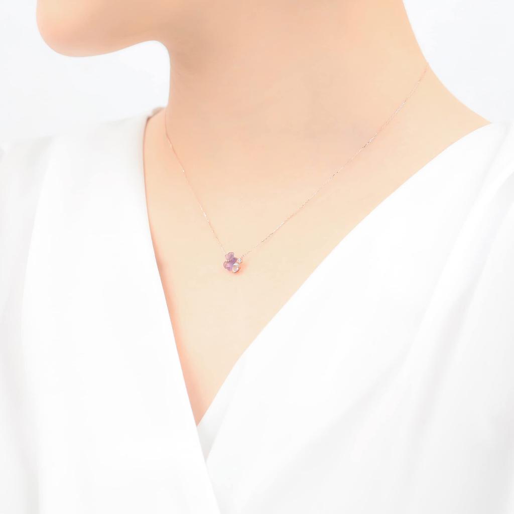 Official Necklace K10 Pink Gold March Birth Flower Violet [Bloom] Women's 0351-0985-0041-0000