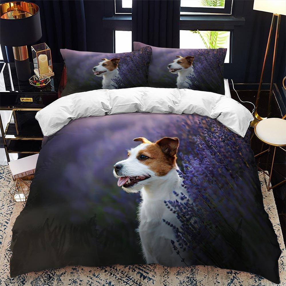 German Shepherd Duvet Cover Set King/Queen Size Purebred Hound Animal Bedin Set Kids Cute Dog Puppy Polyester  Meeting Cover