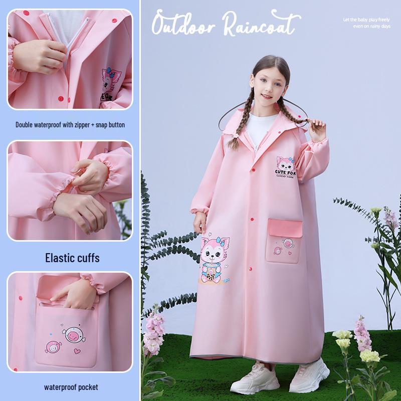 Children's Full-Length Waterproof Bicycle Raincoat with Backpack Cover, Ages 5-12