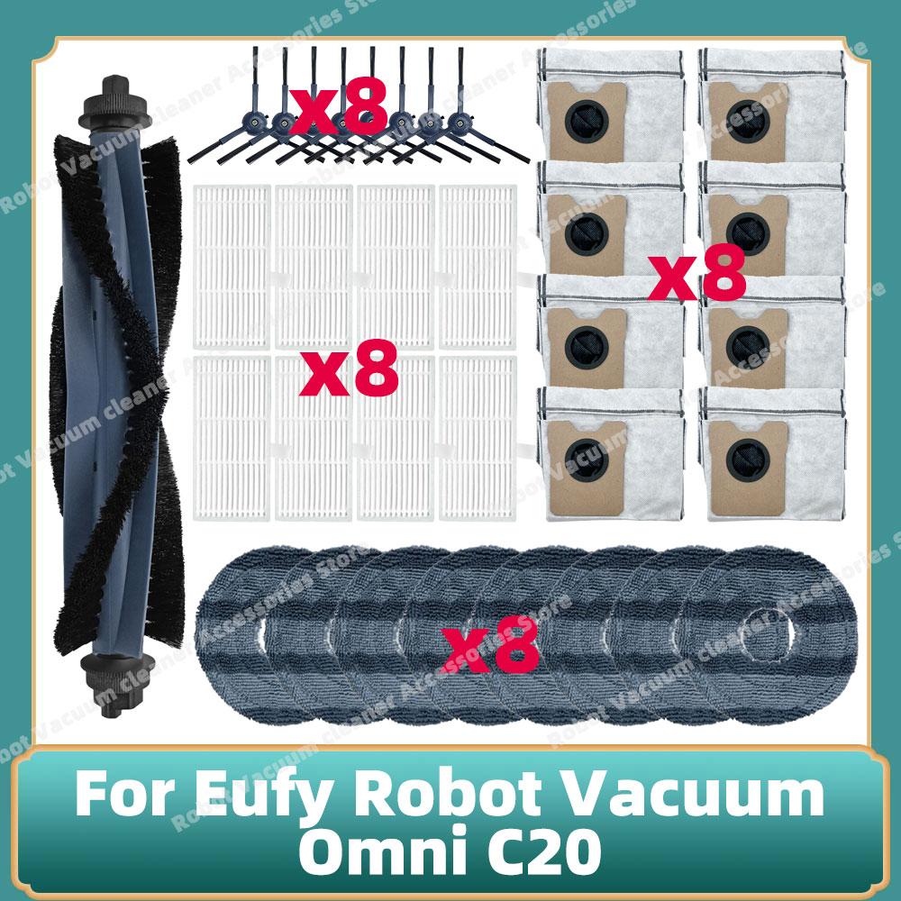 Kompatibel für Eufy Omni C20 Teile Haupt- Seitenbürste Hepa-Filter Mopptuch Staubbeutel Ersatz Zubehör