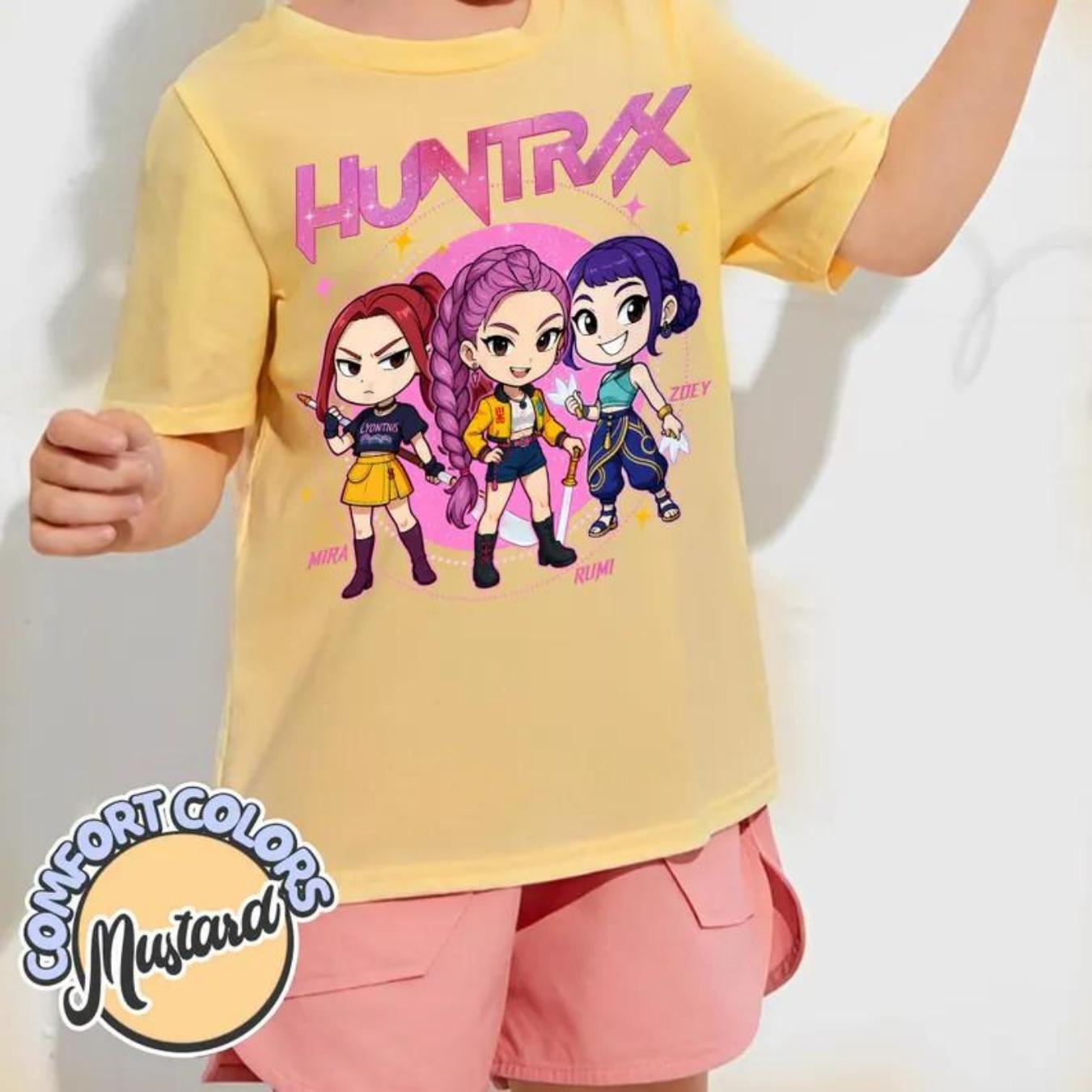 

Fashion Korean Kids T-Shirt Girls Boys Clothing Kpop Demon Hunter HuntrX Graphic Short Sleeve Tees Tops Harajuku Child Clothes 100