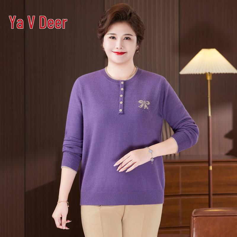 Women s Color-block Round Neck Knit Sweater 6XL