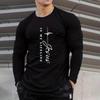 Funny Cross Letter Pattern T Shirt For Men Casual O-neck Long Sleeve T-Shirt Autumn Fashion Loose Cotton Tops Men's Clothes Tees