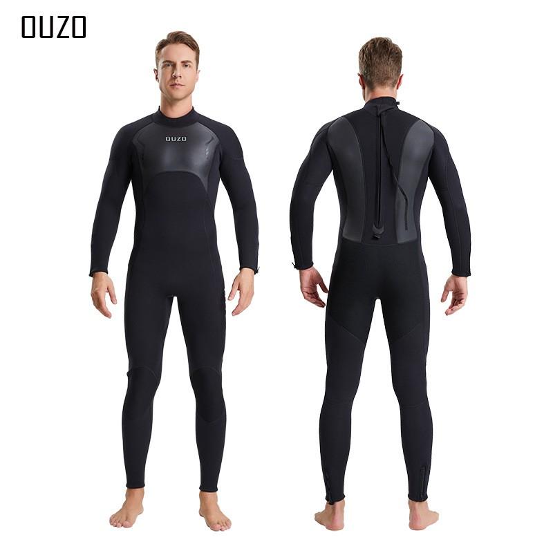 OUZO 3mm Diving Suit Men's Long-sleeved One-piece Thickened Warm Surfing Swimming Snorkeling
