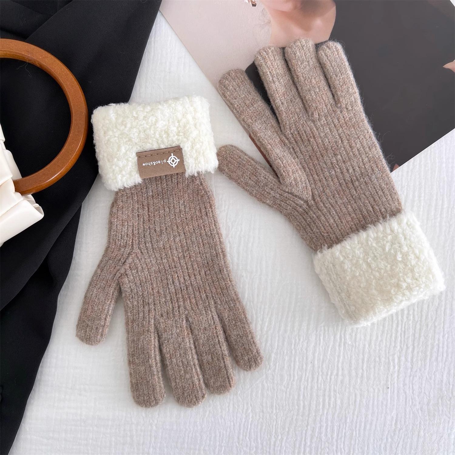 

Korean Red New Year s Day Atmosphere Soft and Waxy Soft To The Touch Warm and Thickened Winter Woolen Gloves Finger Gloves One Size