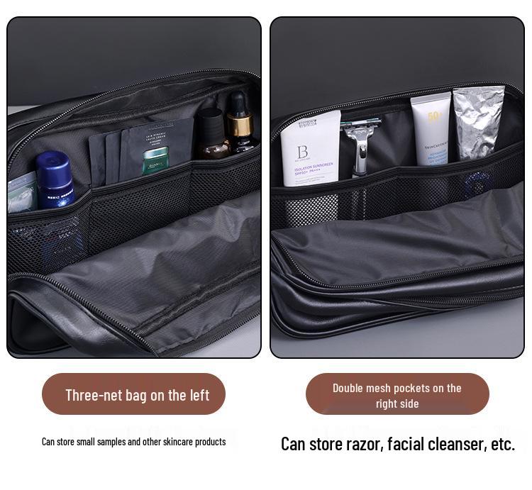 Portable Waterproof Men's Double-Layer Toiletry Bag - Large Capacity, High-End Feel.