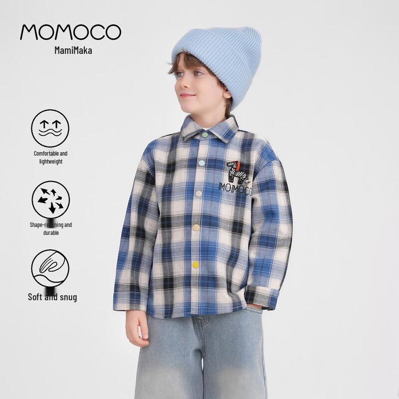 MOMOCO Boys  Plaid Long-Sleeve Shirt 130
