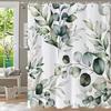 Pianta con Foglie Verdi Tropicali su Sfondo Bianco Tende da Doccia Inodore per Bagno Docce e Vasche da Bagno Decor con Ganci