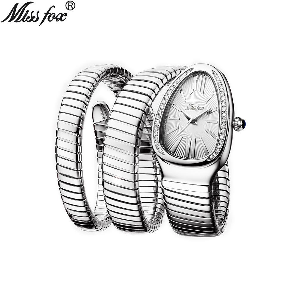 Missfox Uhr, High Fashion Personalisierte Schlange Schlange Schlange Wickelnd Drei-Kreis Armbanduhr