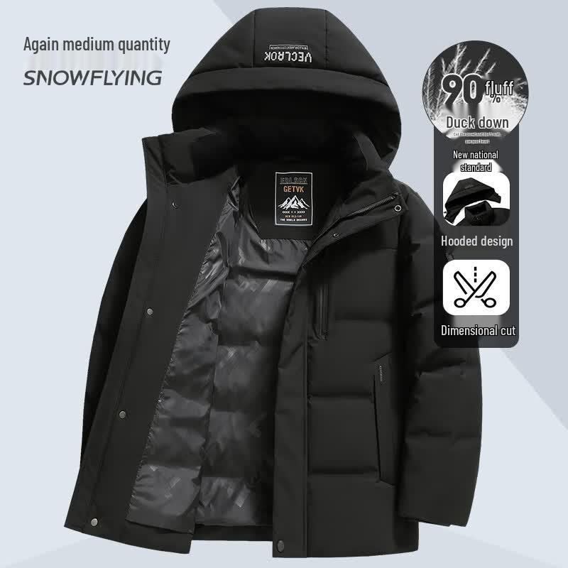 Xuezhongfei Men s Thickened Duck Down Jacket with Detachable Hood XXXL
