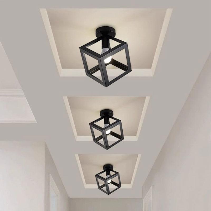 Interior Retro E27 Ceiling Lights for Bedroom Living Room Corridor Indoor Vintage Ceiling Lamps Iorn for Balcony Foyer AC85-265V