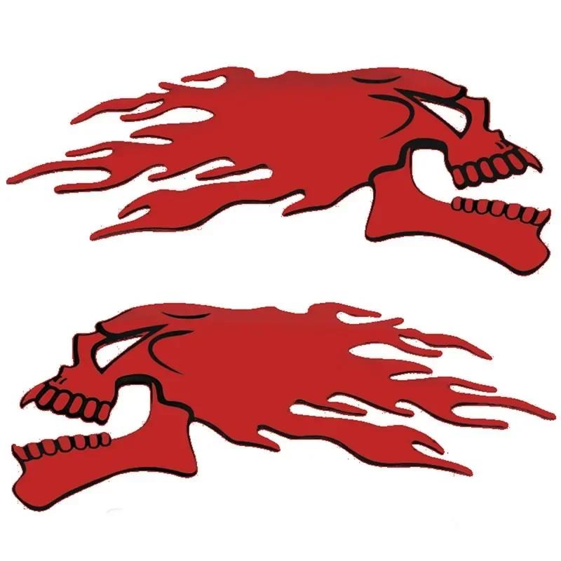 Fashion 2Pcs 3D Silver Chrome Ghost Motorcycle Car Sticker Styling Decoration Decals Stickers