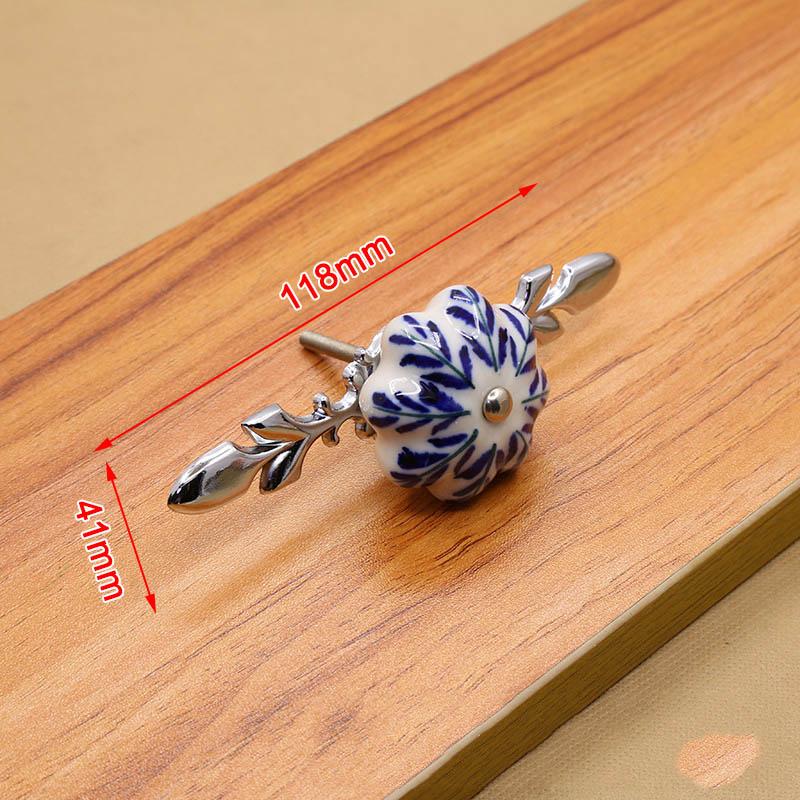 KAK 41mm China Blue and White Porcelain Ceramic Cabinet Handle and Pulls Kitchen Handles Drawer Knobs Furniture Handle and Knobs