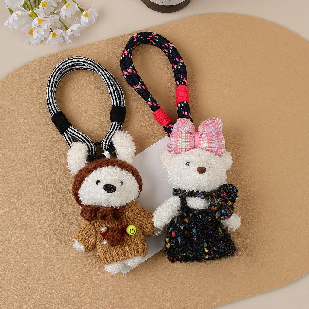 Plush Teddy Bear Car Pendant With Cartoon Design For Kids And Teens