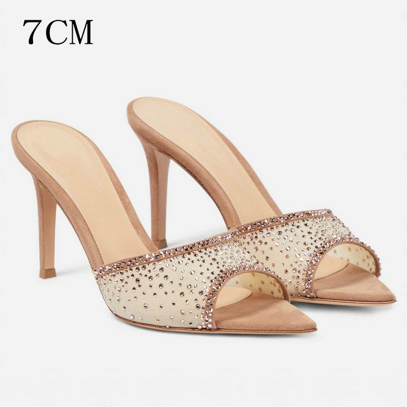 Net Red Sandal Women Summer Outside To Wear 2025New Stiletto Pointed Toe Beautiful High Heels With Open Toe Slippers