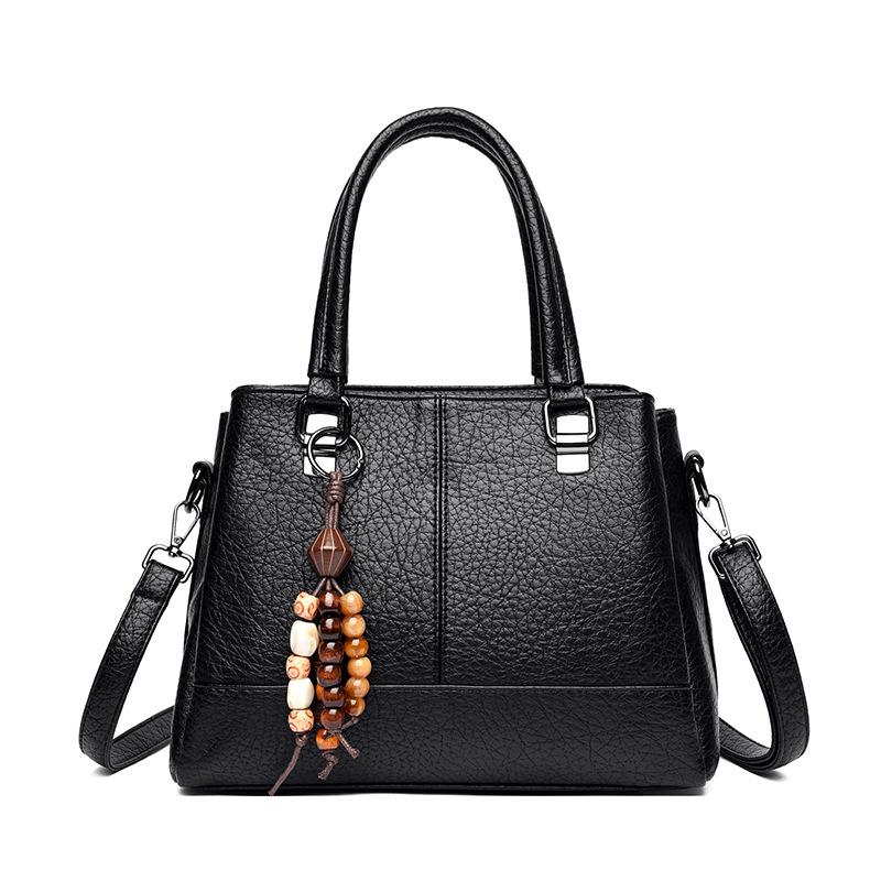 Large-capacity Single-shoulder Casual Tote Bag with Retro Lychee Pattern Handbag for Carrying Large Items