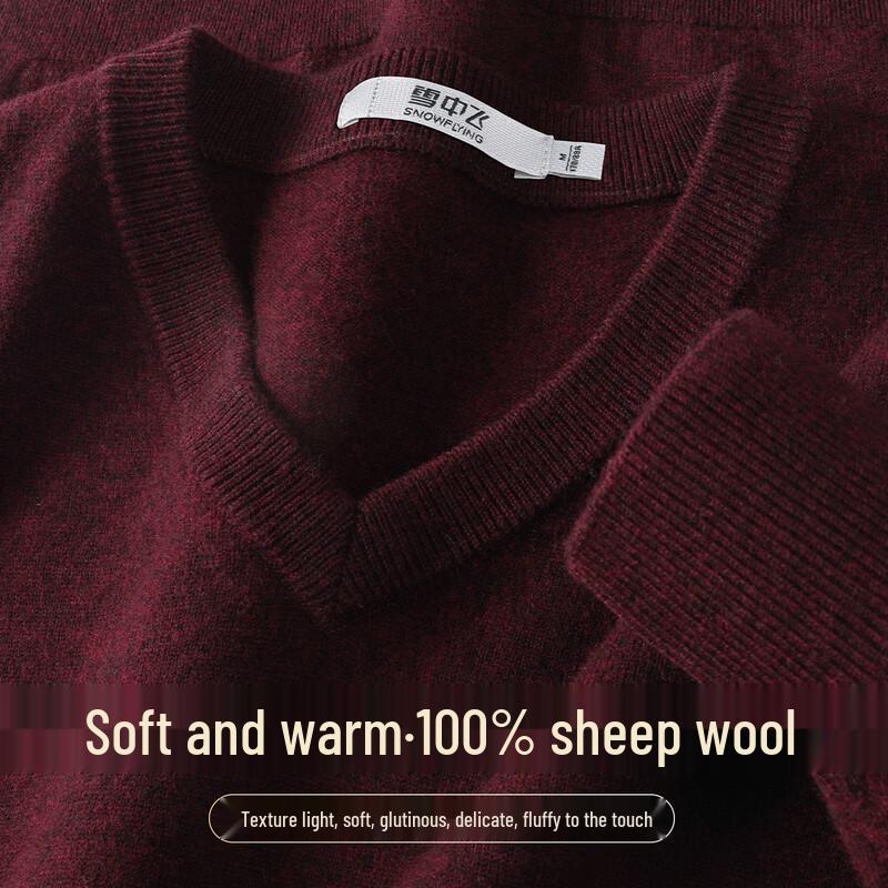 SNOWFLYING Men s 100% Merino Wool V-Neck Pullover Sweater M