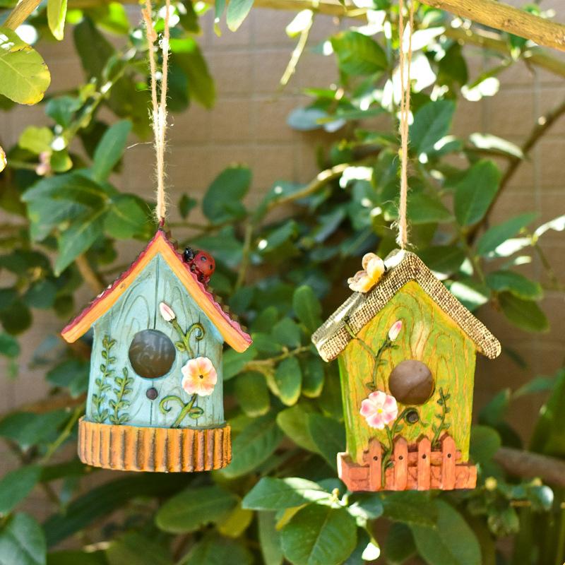 American Country-Style Birdhouse, Outdoor Decor, Garden Statue, Yard Ornament, Pet, Gardening, Landscaping, Resin
