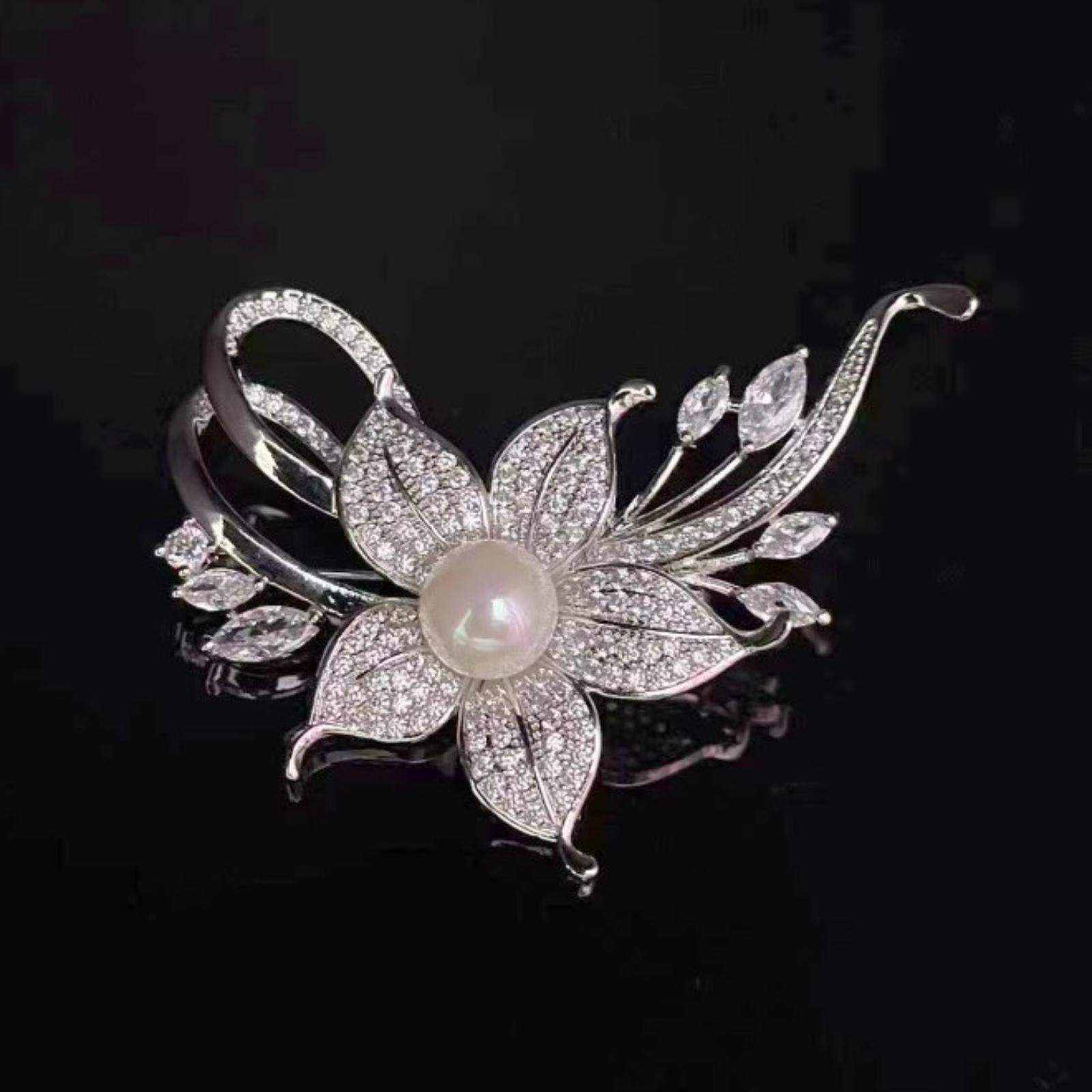 

Flower And Pearl Brooch, High-end Women s Suit And Coat Corsage One Size