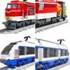 Ausini City Train Model Building Blocks Wagon Cargo Carriage Passenger Train Station Rail Tracks Locomotive Construction Toys
