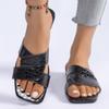 Flat-bottomed Slippers Square-toed Casual One-line Flip-flops and Trade Shoes