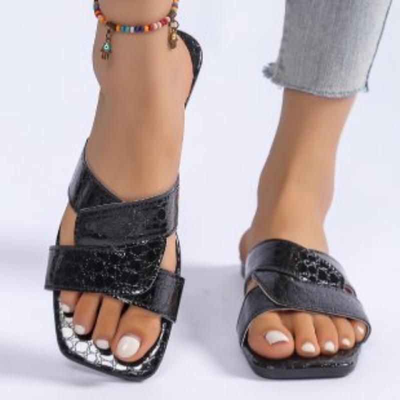 Flat-bottomed Slippers Square-toed Casual One-line Flip-flops and Trade Shoes