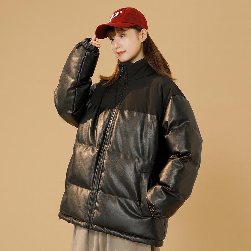 Winter coat men's new stand-up collar cotton-padded clothes thickened men's winter cotton-padded jacket youth leather leather cotton-padded 