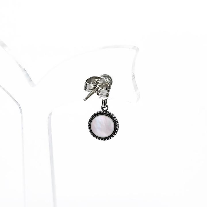 Glory_Arden [Unisex] Mother-Of-Pearl + Onyx Reversible Earrings / Ghme-176