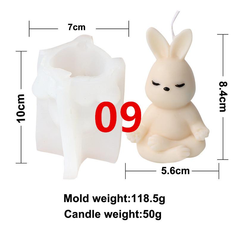 Yoga Animal Silicone Mold 3D Pug Prayer Meditating Rabbit Mould Praying Turtle DIY Mold Scented Candle Pet Plaster Resin Mold
