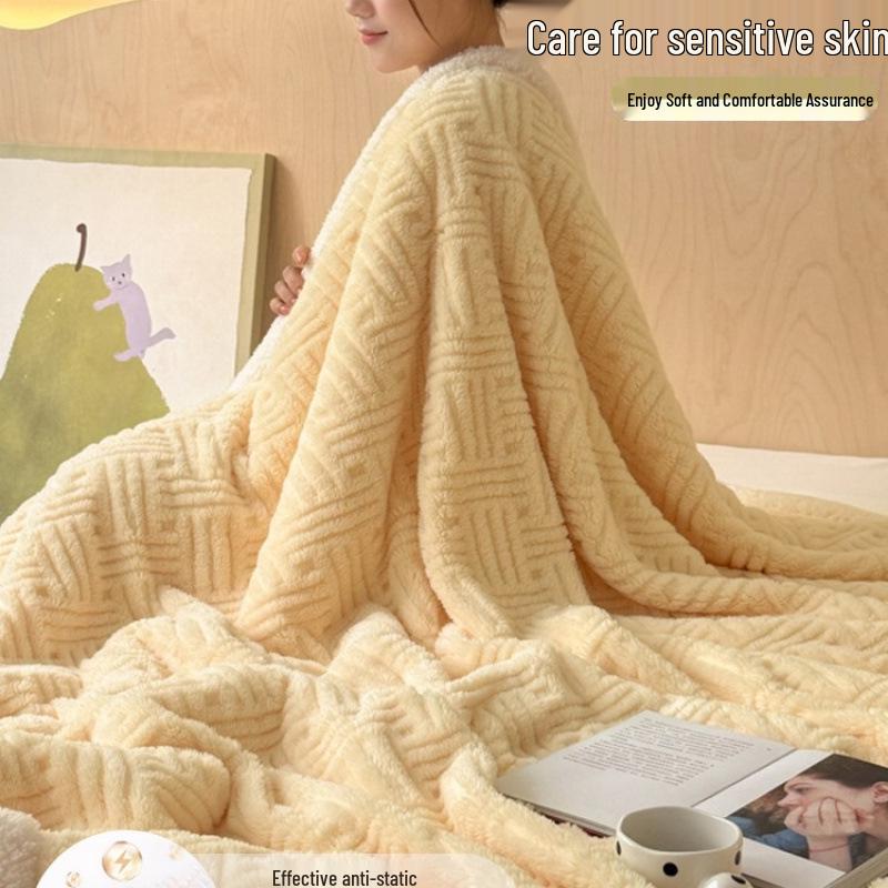 Lammwolle Milch Samt Fleece Überwurfdecke für Büro oder Sofa Nickerchen.