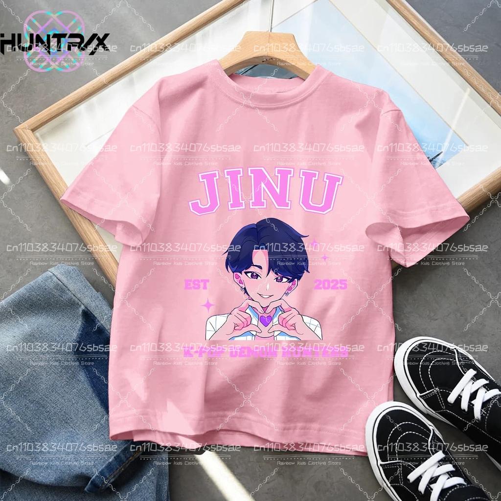 Summer Kpop Demon Hunters Children's Clothing Short Sleeve T-shirt Cute Kpop Demon Hunters Tiger Harajuku Tshirt for Boys Girls