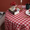 Tablecloth Party Gingham Round Picnic Birthday Cover Table Holiday Christmas Cloth Checkered White Kitchen Dining for 1pc Red