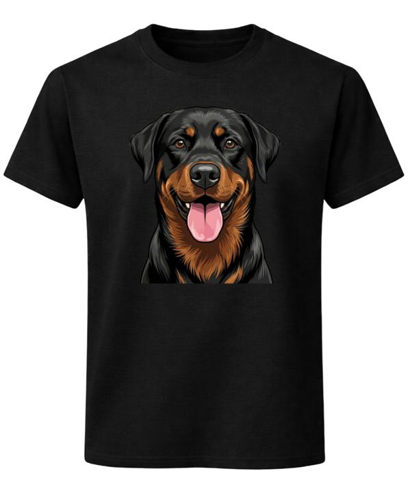 Smiling Rottweiler Dog Face Illustration T-Shirt Loyal Pet Lover Unisex Tee XXL
