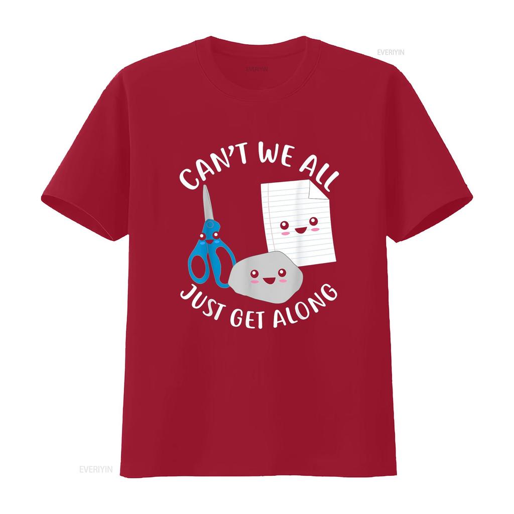 Schere Stein Papier Lustig Kawaii Können Wir Nicht Einfach Alle Gut Auskommen Shirt vintage Gewaschen Vielseitig Weich Grafik Stilvoll homme
