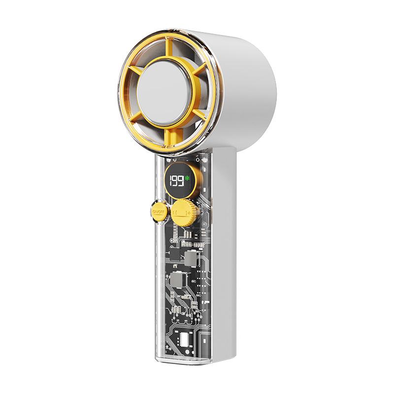 Compact High-Speed Turbo Handheld Cooling Fan with Transparent Mecha Design 3000mAh