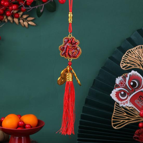 Red Chinese Lanterns Mini Decorative Lucky Hanging Lanterns Decoration with Coins And Tassel for New Year Wedding Party Spring Festival Home Decor