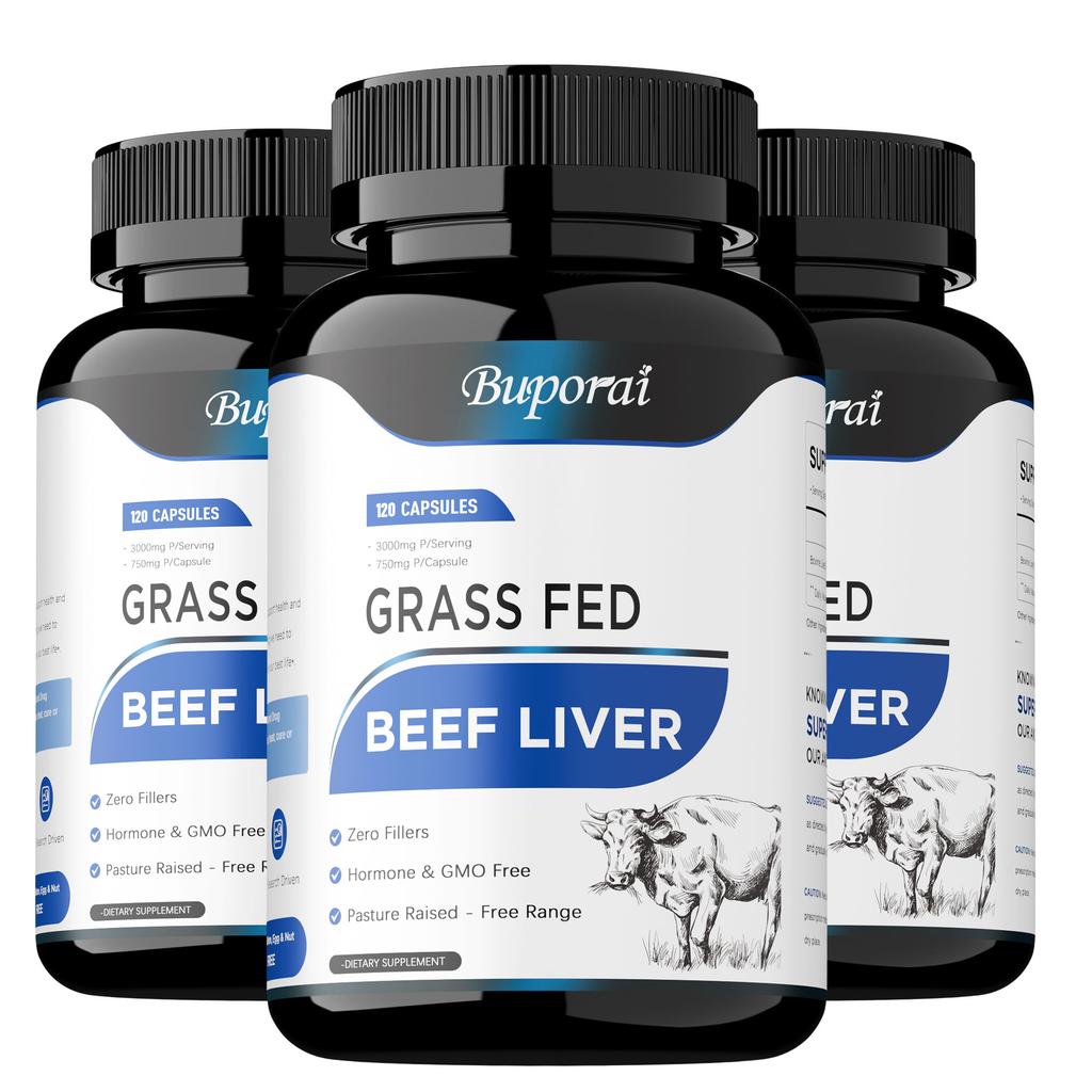 Integratore di Fegato di Manzo Buporui da Animali Allevati al Pascolo, Materia Prima di Fegato di Manzo Liofilizzato, Supporto Nutrizionale Naturale, Aumenta la Vitalità Corporea