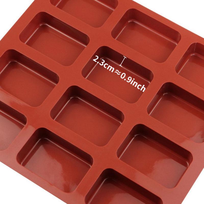 12-Cavity Square Shape Cake Mold Mini Fancy Brownie Cake Pan Silicone Mold Baking Mould Cookie Muffin Tray