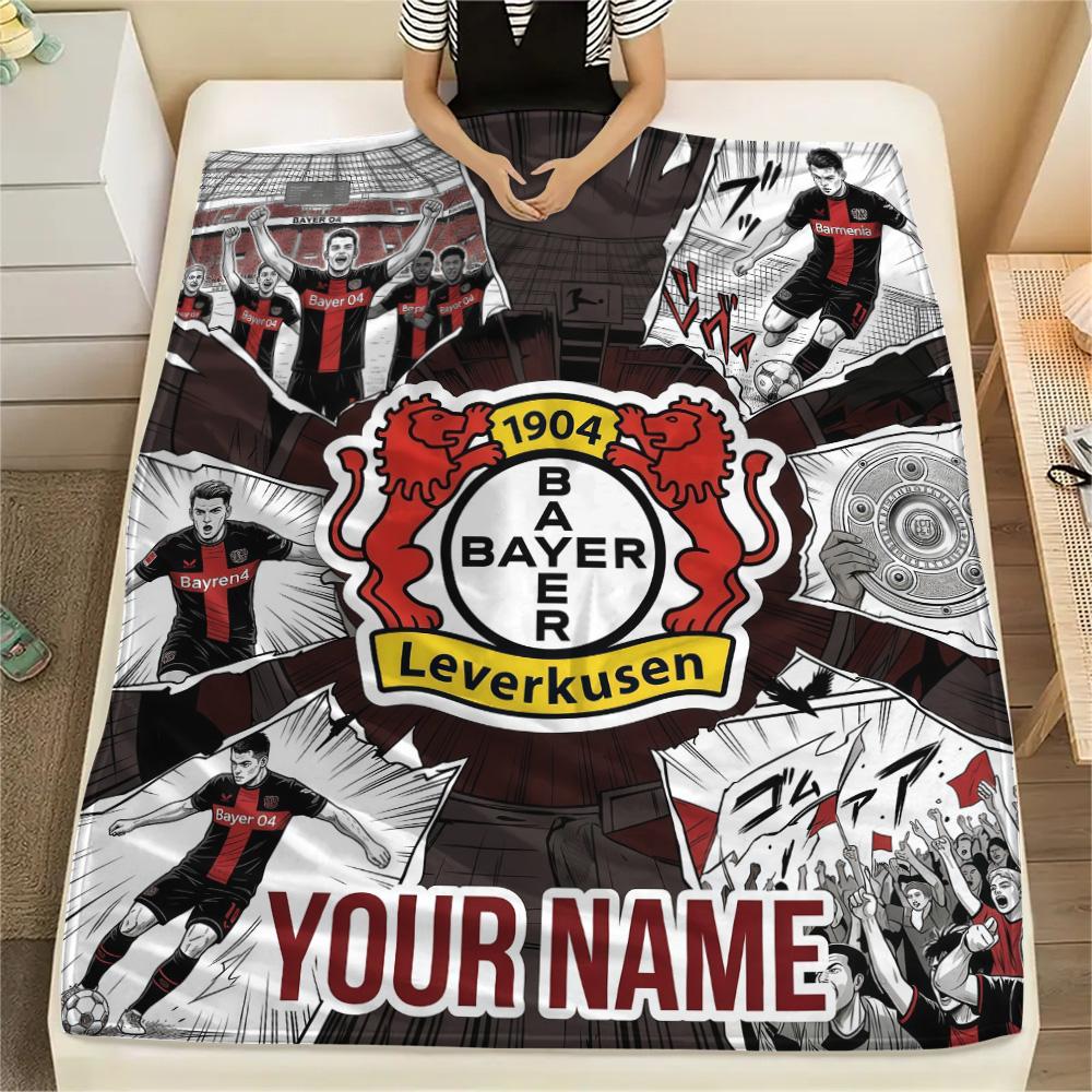 Custom Name Bayer Leverkusen Flannel Blanket, High Quality Comfortable for All Seasons, Home Decor, Warmth and Comfort