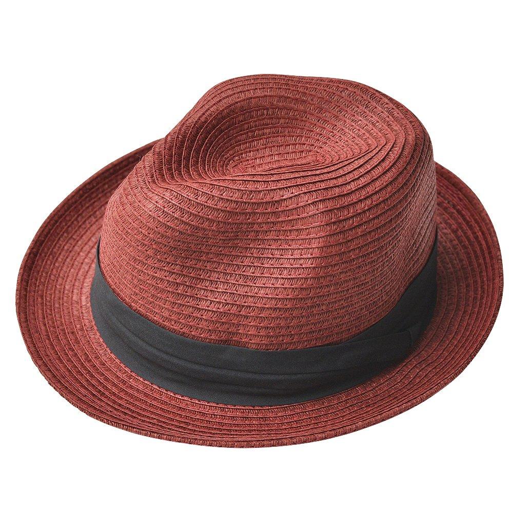 Nakota Paper and Straw UV Plus UV Mixed Burgundy Hat, Men's Women's Hat, Foldable, Protection, Spring/Summer, Size, Kids', Ribbon, Protection, Paper,