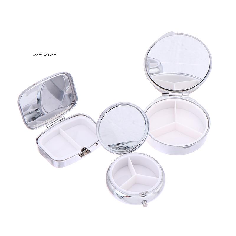Waterproof Metal Pill Box Portable Rectangle round Shape Light-Weight Medicine Case Holder Container for Travel And Home Use