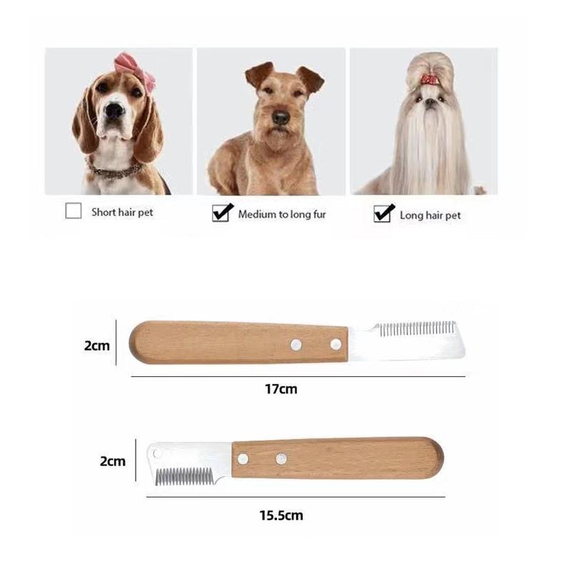 1pc Grooming Dog Comb Stainless Steel Wooden Handle Stripping Knife Pet Hair Remover Pluck Excess Accessories
