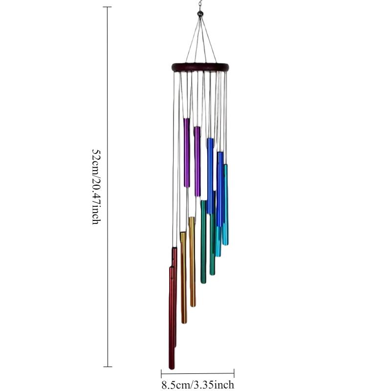 

1pcs 12-Tube Rotating Wind Chimes Wooden Top Aluminum Tubes Outdoor Windchimes for Garden Patio Balcony Home Decor 52x8.5cm