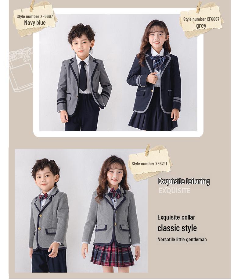 Dětské školní oblečení: Saka, blejzry v britském stylu, školní uniformy pro mateřskou a základní školu, sezónní oblečení do třídy a hostitelské šaty