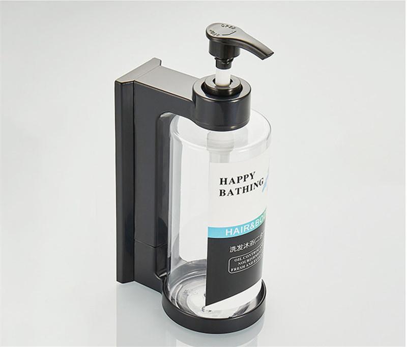 Tuqiu Amber Soap Dispenser Drill Free Bathroom Hand Liquid Soap Dispenser ABS Shampoo bottles Wall Empty Shampoo Bottles Pump