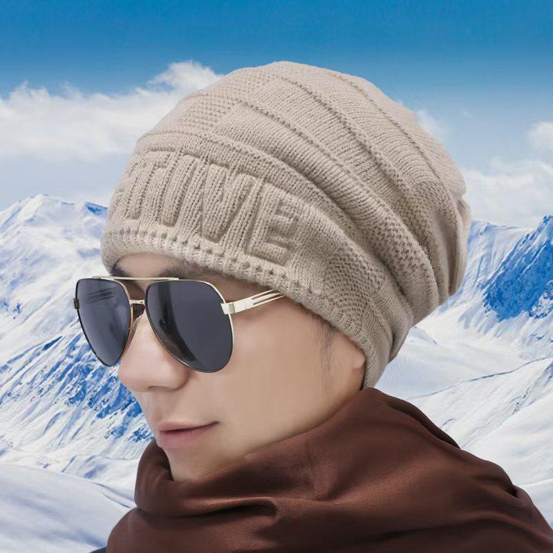 New knitted autumn and winter warm letter cold hat fashionable versatile trend autumn and winter warm stack hat wool hat